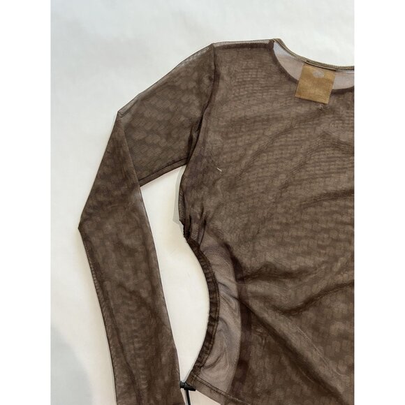 Jeu Illimite Cutout Mesh Top in Brown - Picture 6 of 7